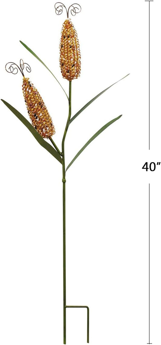 Metal Corn Stalk Garden Stake Fall Decor, Autumn Harvest Decoration Garden Yard Lawn Art Outdoor Thanksgiving Decoration 40 Inches H (Metal Corn Yard Decor B)