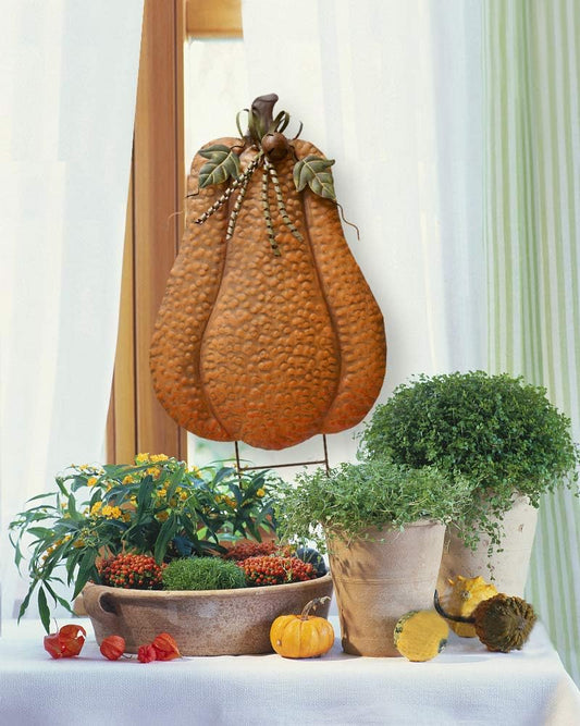 Pumpkin Garden Stake Metal Pumpkin Yard Sign Fall Decor, Decorative Pumpkin Yard Garden Décor Outdoor for Autumn Harvest Thanksgiving Halloween Rustic Pumpkin Decoration for Home (30" H, Ornage)