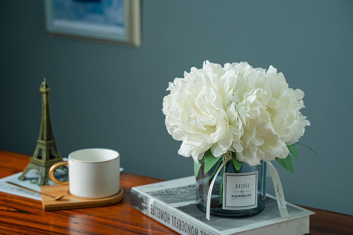 Artificial Hydrangea and Glass Vase Decoration, Ins Style Artificial Flower Glass Bottle Set