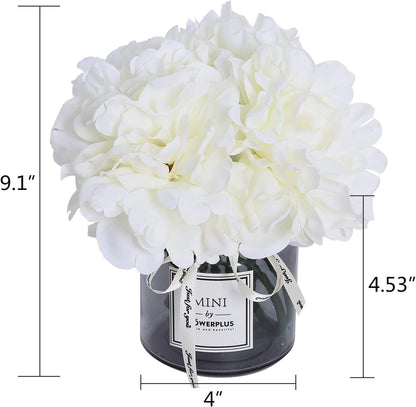 Artificial Hydrangea and Glass Vase Decoration, Ins Style Artificial Flower Glass Bottle Set