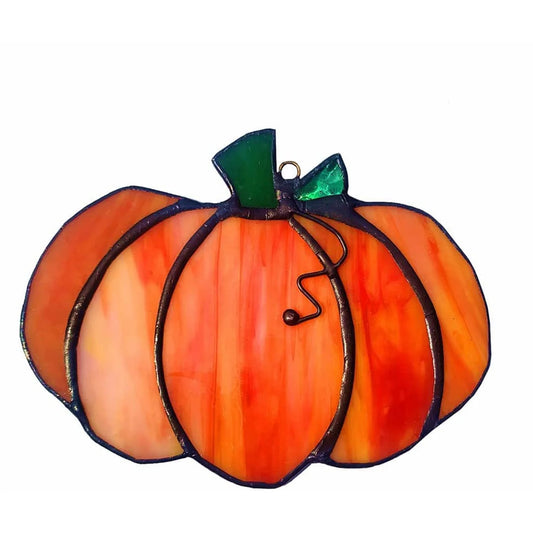 Fall Pumpkin Stained Glass Window Hangings Sun Catcher,Glass Pumpkin Decor,Fall Decor,Thanksgiving Decoration for Halloween Decor