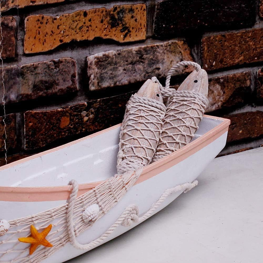 Antique Wood Fish Decor Ornament Wall Hanging Decorative Sculpture Wooden Fish for Home Nautical Theme